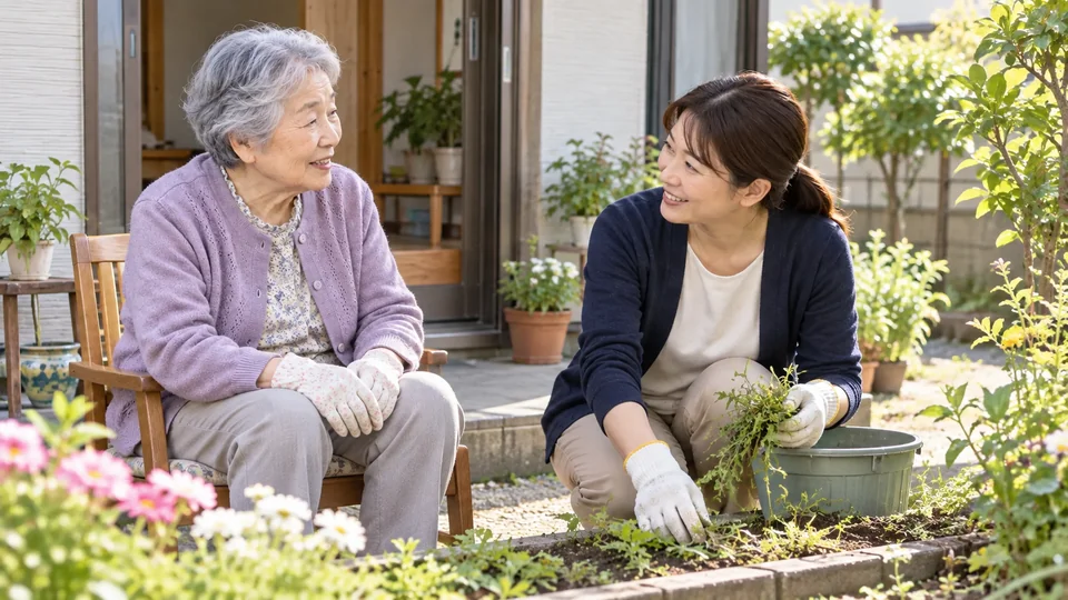 住み替えを検討する間も今の家の庭の手入れを支えるスタッフのイメージ